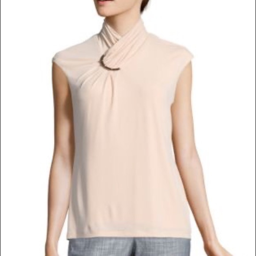 Calvin Klein Blush Sleeveless Top Zippered Back Size XL
